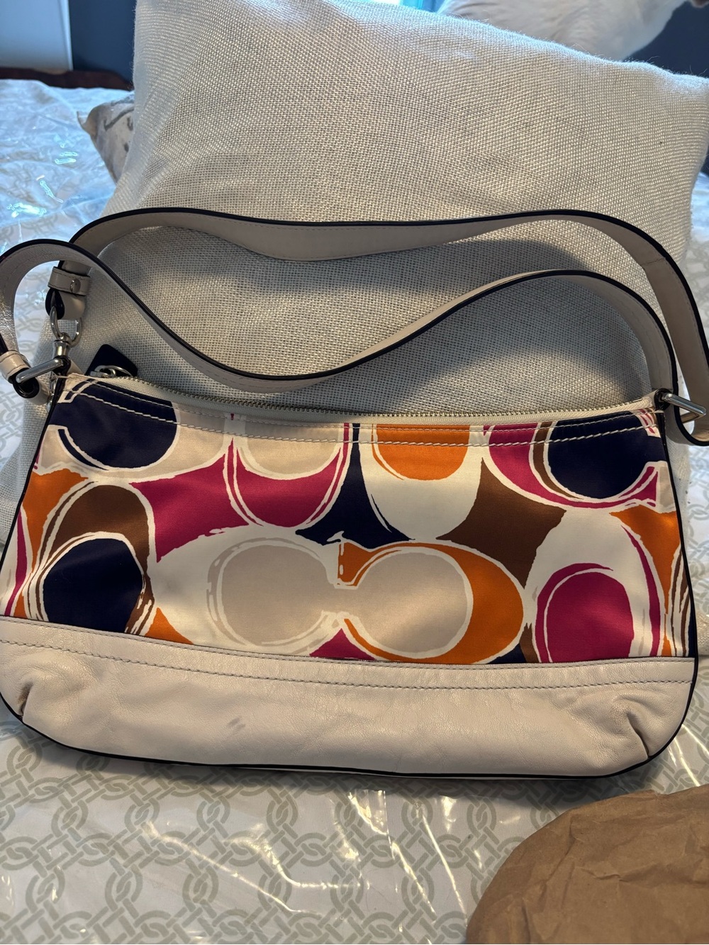 Coach Colorblock Circle-Print Shoulder Bag - White & Multicolor